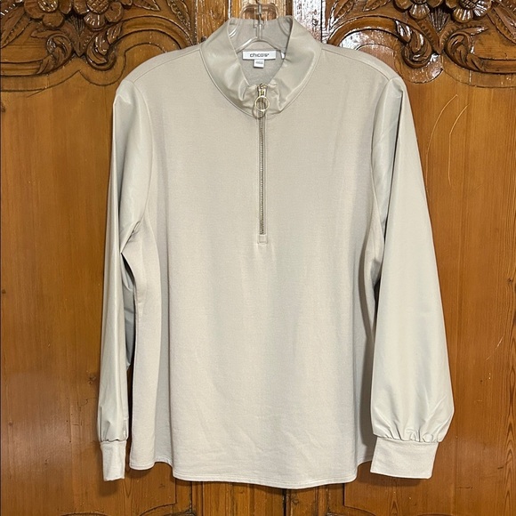 Chico's Tops - Chico's Multi Fabric Half Zip Pull Over Top Chico’s 2 (US 12/large)
